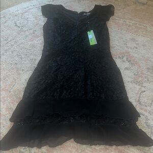 Sam Edelman Black Asymmetrical Ruffled Dress